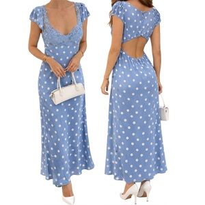 Marshalls Viral Blue White Polka Dot Dress Size Small